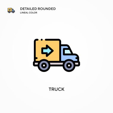Kamyon vektör simgesi. Modern vektör illüstrasyon kavramları. Düzenlemesi ve kişiselleştirmesi kolay.