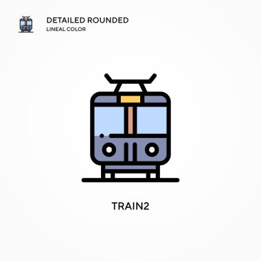 Tren 2 vektör simgesi. Modern vektör illüstrasyon kavramları. Düzenlemesi ve kişiselleştirmesi kolay.