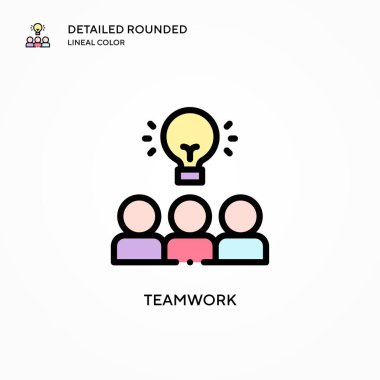 Takım çalışması vektör simgesi. Modern vektör illüstrasyon kavramları. Düzenlemesi ve kişiselleştirmesi kolay.