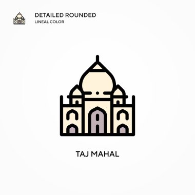 Taj mahal vektör simgesi. Modern vektör illüstrasyon kavramları. Düzenlemesi ve kişiselleştirmesi kolay.