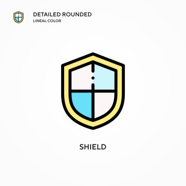 Kalkan vektör simgesi. Modern vektör illüstrasyon kavramları. Düzenlemesi ve kişiselleştirmesi kolay.