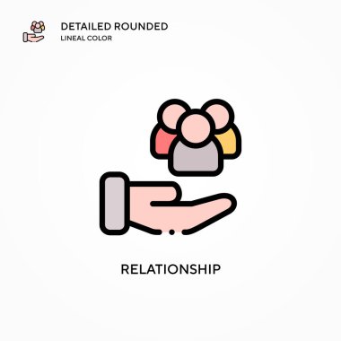 İlişki vektör simgesi. Modern vektör illüstrasyon kavramları. Düzenlemesi ve kişiselleştirmesi kolay.