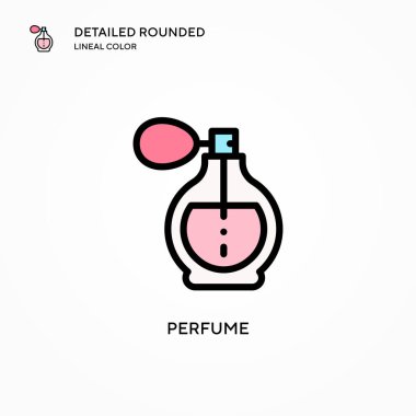 Parfüm vektör simgesi. Modern vektör illüstrasyon kavramları. Düzenlemesi ve kişiselleştirmesi kolay.