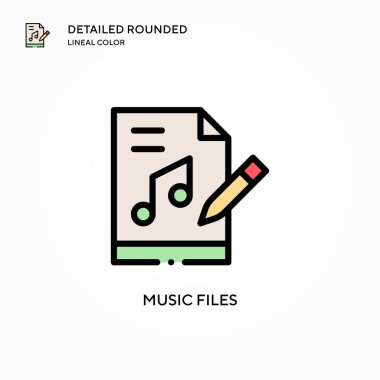 Müzik dosyaları vektör simgesi. Modern vektör illüstrasyon kavramları. Düzenlemesi ve kişiselleştirmesi kolay.