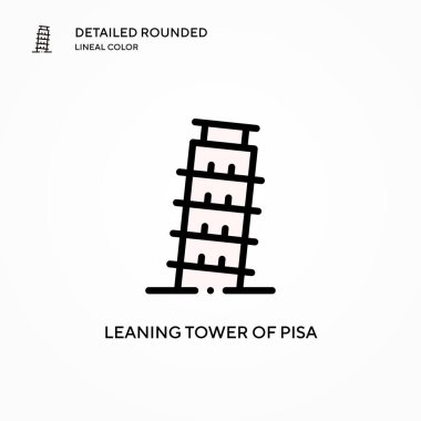 Sidikli vektör ikonunun eğik kulesi. Modern vektör illüstrasyon kavramları. Düzenlemesi ve kişiselleştirmesi kolay.