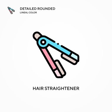 Saç düzleştirici vektör simgesi. Modern vektör illüstrasyon kavramları. Düzenlemesi ve kişiselleştirmesi kolay.