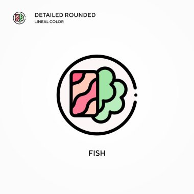 Balık vektör simgesi. Modern vektör illüstrasyon kavramları. Düzenlemesi ve kişiselleştirmesi kolay.