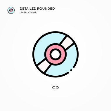 Cd vektör simgesi. Modern vektör illüstrasyon kavramları. Düzenlemesi ve kişiselleştirmesi kolay.