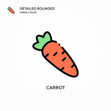Havuç vektör simgesi. Modern vektör illüstrasyon kavramları. Düzenlemesi ve kişiselleştirmesi kolay.