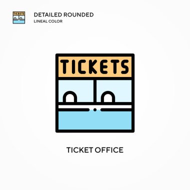 Bilet ofisi vektör simgesi. Modern vektör illüstrasyon kavramları. Düzenlemesi ve kişiselleştirmesi kolay.