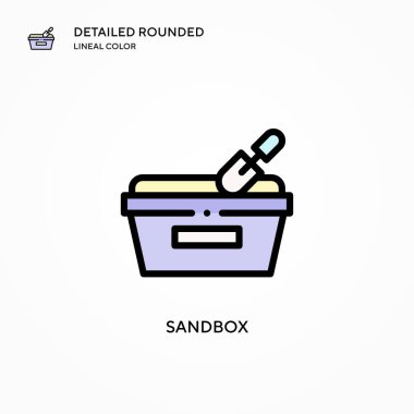Kum havuzu vektör simgesi. Modern vektör illüstrasyon kavramları. Düzenlemesi ve kişiselleştirmesi kolay.