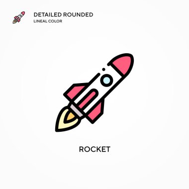 Roket vektör simgesi. Modern vektör illüstrasyon kavramları. Düzenlemesi ve kişiselleştirmesi kolay.