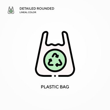 Plastik torba vektör simgesi. Modern vektör illüstrasyon kavramları. Düzenlemesi ve kişiselleştirmesi kolay.