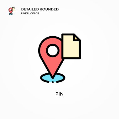 Pin vektör simgesi. Modern vektör illüstrasyon kavramları. Düzenlemesi ve kişiselleştirmesi kolay.