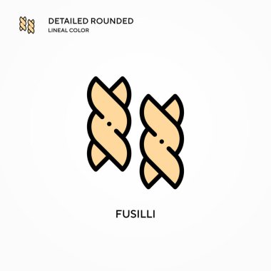 Fusilli vektör simgesi. Modern vektör illüstrasyon kavramları. Düzenlemesi ve kişiselleştirmesi kolay.