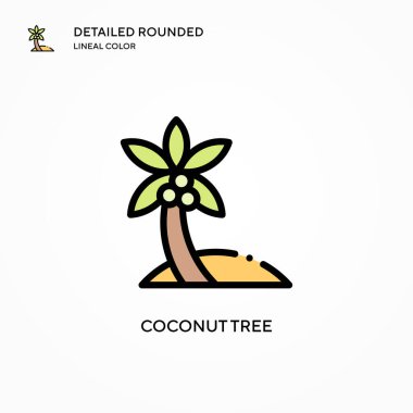 Hindistan cevizi ağacı vektör simgesi. Modern vektör illüstrasyon kavramları. Düzenlemesi ve kişiselleştirmesi kolay.