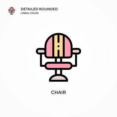 Sandalye vektör simgesi. Modern vektör illüstrasyon kavramları. Düzenlemesi ve kişiselleştirmesi kolay.