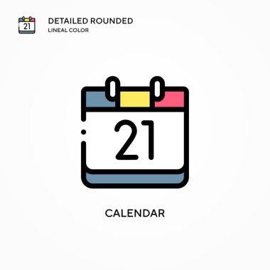 Takvim vektör simgesi. Modern vektör illüstrasyon kavramları. Düzenlemesi ve kişiselleştirmesi kolay.