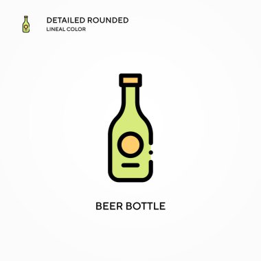 Bira şişesi vektör simgesi. Modern vektör illüstrasyon kavramları. Düzenlemesi ve kişiselleştirmesi kolay.