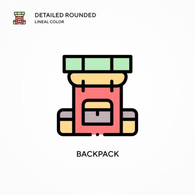 Sırt çantası vektör simgesi. Modern vektör illüstrasyon kavramları. Düzenlemesi ve kişiselleştirmesi kolay.