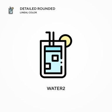 Su 2 vektör simgesi. Modern vektör illüstrasyon kavramları. Düzenlemesi ve kişiselleştirmesi kolay.