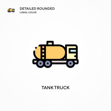 Tank kamyonu vektör simgesi. Modern vektör illüstrasyon kavramları. Düzenlemesi ve kişiselleştirmesi kolay.