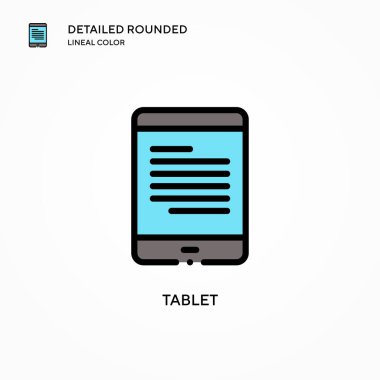 Tablet vektör simgesi. Modern vektör illüstrasyon kavramları. Düzenlemesi ve kişiselleştirmesi kolay.