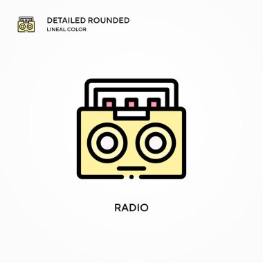 Radyo vektör simgesi. Modern vektör illüstrasyon kavramları. Düzenlemesi ve kişiselleştirmesi kolay.