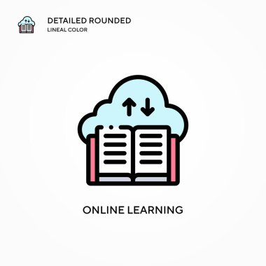Çevrimiçi öğrenme vektör simgesi. Modern vektör illüstrasyon kavramları. Düzenlemesi ve kişiselleştirmesi kolay.