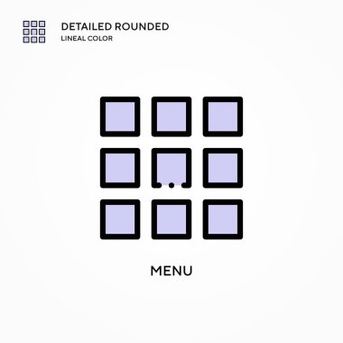 Menü vektör simgesi. Modern vektör illüstrasyon kavramları. Düzenlemesi ve kişiselleştirmesi kolay.