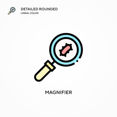 Büyüteç vektör simgesi. Modern vektör illüstrasyon kavramları. Düzenlemesi ve kişiselleştirmesi kolay.