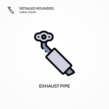 Egzoz borusu vektör simgesi. Modern vektör illüstrasyon kavramları. Düzenlemesi ve kişiselleştirmesi kolay.