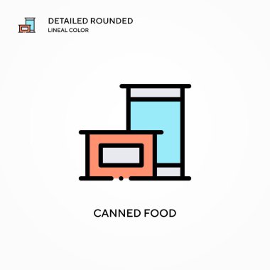 Konserve gıda vektör simgesi. Modern vektör illüstrasyon kavramları. Düzenlemesi ve kişiselleştirmesi kolay.