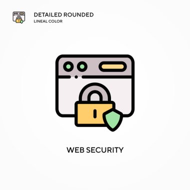 Web güvenlik vektör simgesi. Modern vektör illüstrasyon kavramları. Düzenlemesi ve kişiselleştirmesi kolay.
