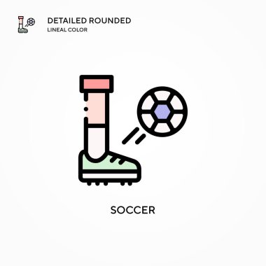 Futbol vektör simgesi. Modern vektör illüstrasyon kavramları. Düzenlemesi ve kişiselleştirmesi kolay.