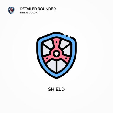 Kalkan vektör simgesi. Modern vektör illüstrasyon kavramları. Düzenlemesi ve kişiselleştirmesi kolay.