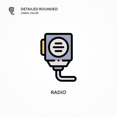 Radyo vektör simgesi. Modern vektör illüstrasyon kavramları. Düzenlemesi ve kişiselleştirmesi kolay.