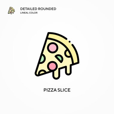 Pizza dilimi vektör simgesi. Modern vektör illüstrasyon kavramları. Düzenlemesi ve kişiselleştirmesi kolay.