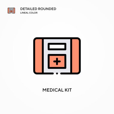 Tıbbi malzeme vektör ikonu. Modern vektör illüstrasyon kavramları. Düzenlemesi ve kişiselleştirmesi kolay.