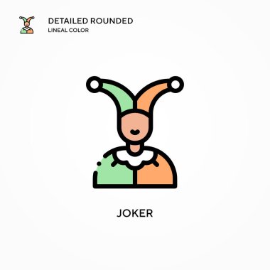 Joker vektör simgesi. Modern vektör illüstrasyon kavramları. Düzenlemesi ve kişiselleştirmesi kolay.
