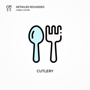Çatal bıçak vektör simgesi. Modern vektör illüstrasyon kavramları. Düzenlemesi ve kişiselleştirmesi kolay.