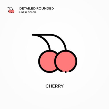 Kiraz vektör simgesi. Modern vektör illüstrasyon kavramları. Düzenlemesi ve kişiselleştirmesi kolay.