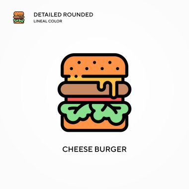 Çizburger vektör ikonu. Modern vektör illüstrasyon kavramları. Düzenlemesi ve kişiselleştirmesi kolay.