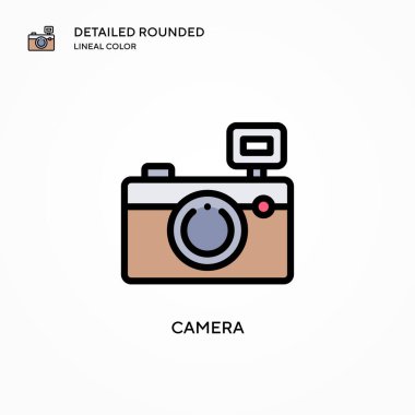 Kamera vektör simgesi. Modern vektör illüstrasyon kavramları. Düzenlemesi ve kişiselleştirmesi kolay.