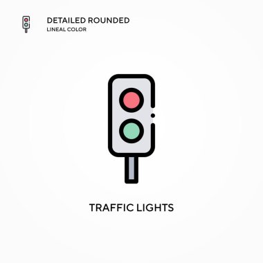 Trafik ışıkları vektör simgesi. Modern vektör illüstrasyon kavramları. Düzenlemesi ve kişiselleştirmesi kolay.