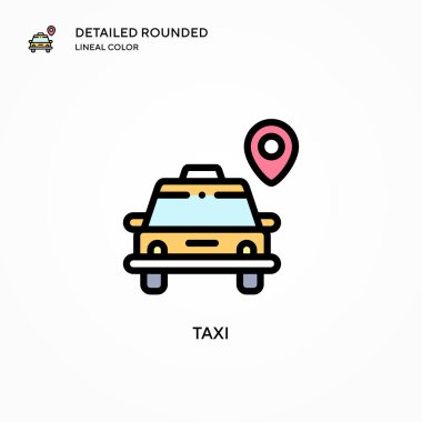 Taksi vektör simgesi. Modern vektör illüstrasyon kavramları. Düzenlemesi ve kişiselleştirmesi kolay.