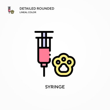 Şırınga vektör simgesi. Modern vektör illüstrasyon kavramları. Düzenlemesi ve kişiselleştirmesi kolay.