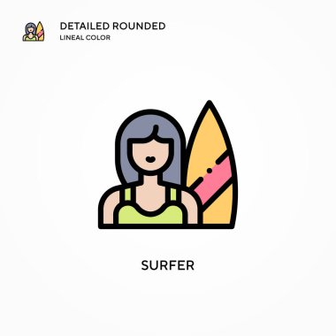 Sörfçü vektör simgesi. Modern vektör illüstrasyon kavramları. Düzenlemesi ve kişiselleştirmesi kolay.