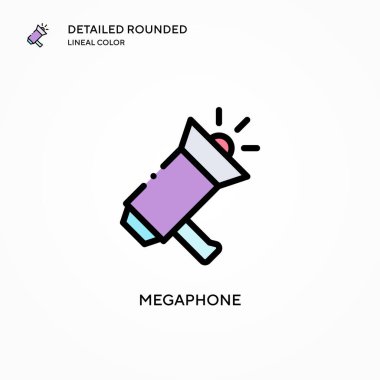 Megafon vektör simgesi. Modern vektör illüstrasyon kavramları. Düzenlemesi ve kişiselleştirmesi kolay.