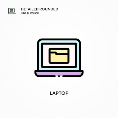 Laptop vektör simgesi. Modern vektör illüstrasyon kavramları. Düzenlemesi ve kişiselleştirmesi kolay.